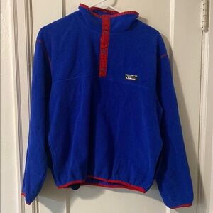 L.L. Bean Blue and Red Fleece Pullover Sweater